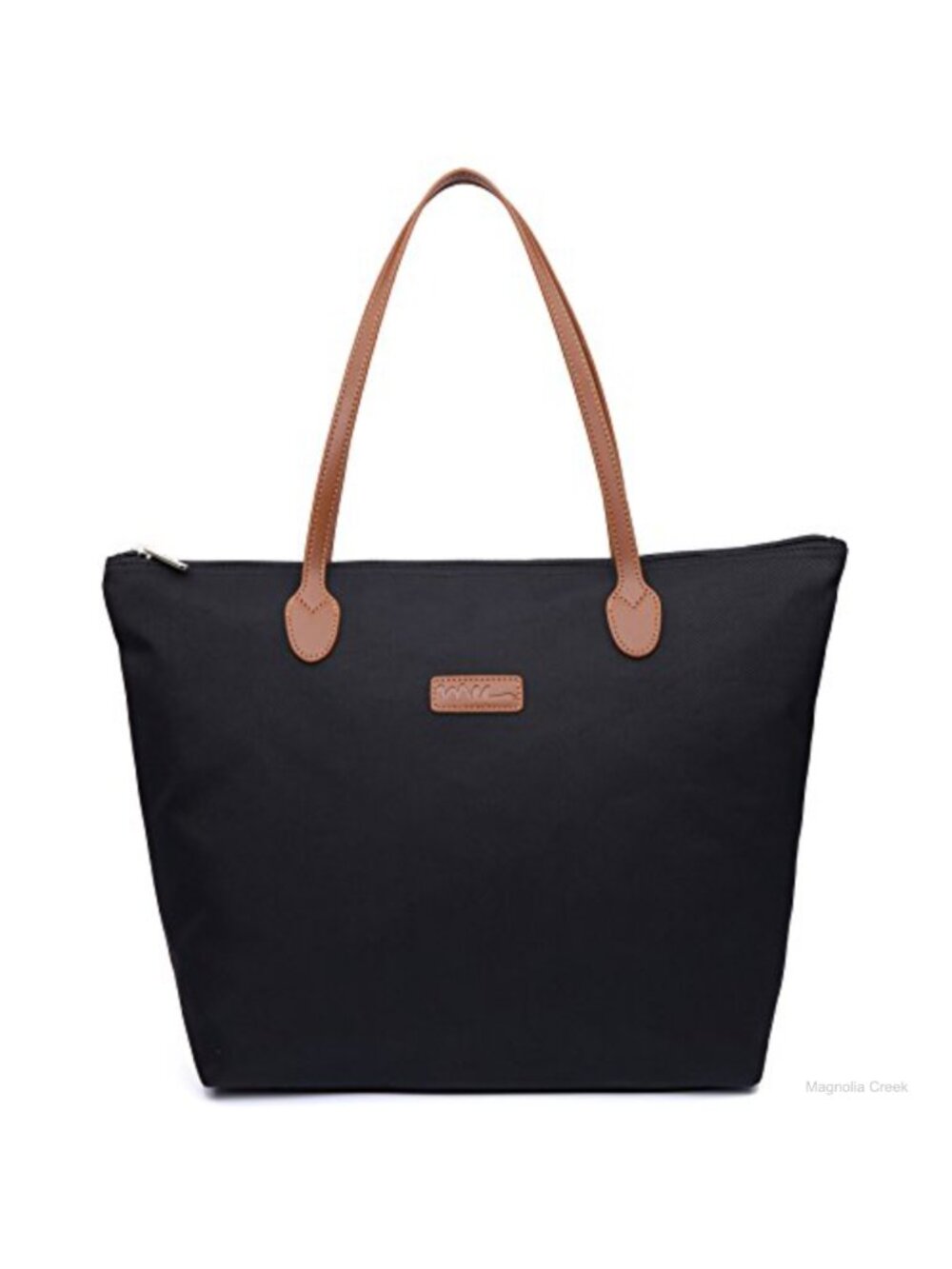 Water Resistant Lightweight Nylon Tote Bag PU Handle Faux Leather Trim
